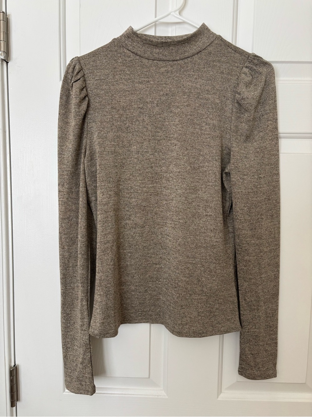 dolan Anthropologie Heathered Taupe Mock Neck Long Sleeve Top Small NWT